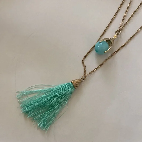Long Layered Pendant & Tassel Necklace - Picture 2 of 7